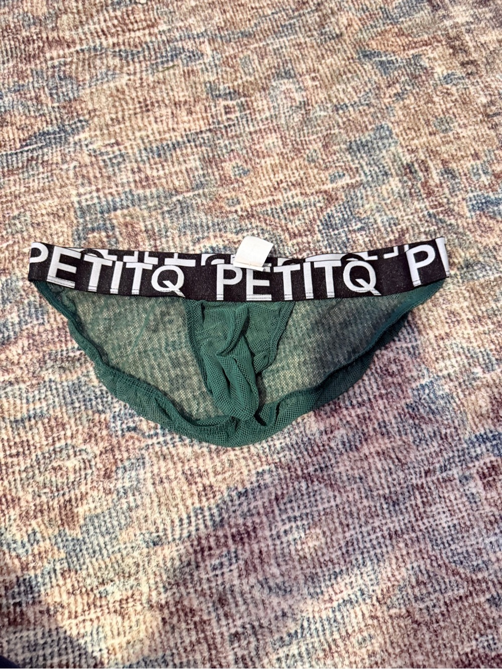 PETITQ Men's Green Mesh Briefs with Branded Waistband - Picture 2 of 4